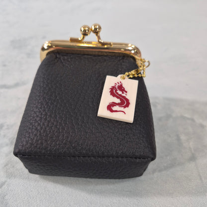 Mah Jongg “Mahj Money” Leather Coin Purse with 2-Sided Tile Charm